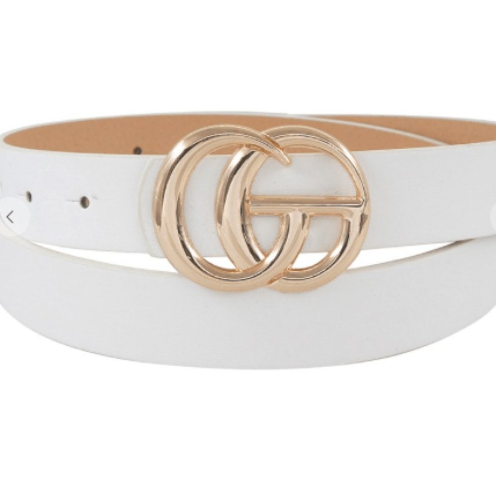 NEW White Faux Leather CG Belt